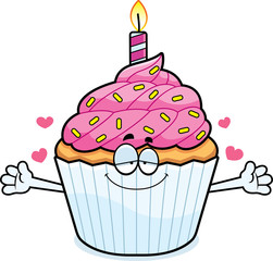 Cartoon Birthday Cupcake Hug