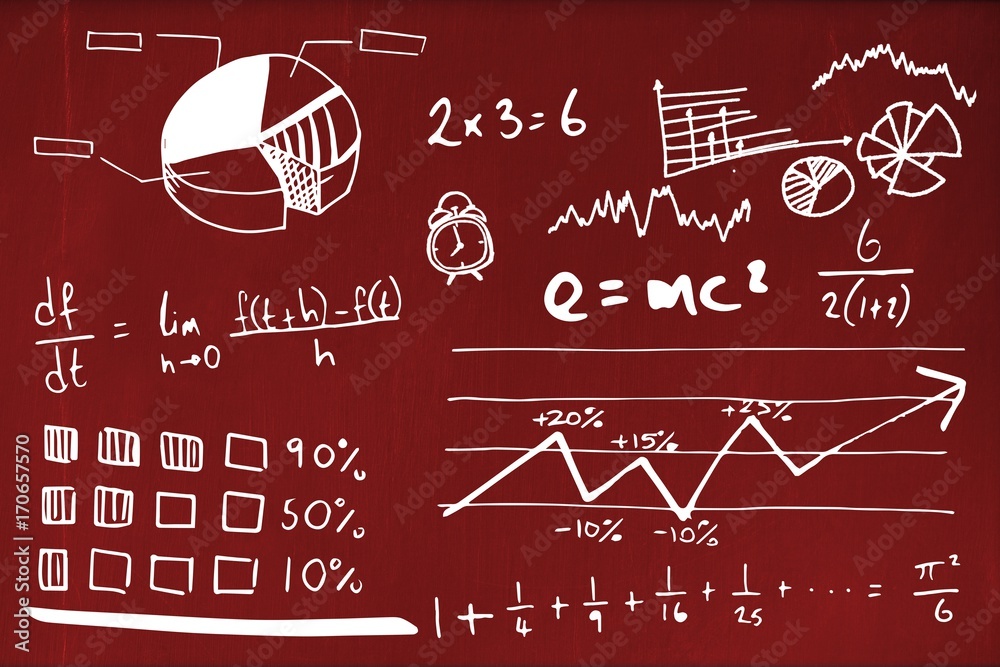 Poster Composite image of graph with mathematical formulas