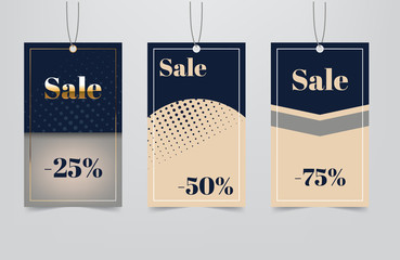 Sale tag collection with strict premium background. Modern minimalistic rectangular discount labels. Applicable for advertising in store, flyers, banners, posters. Vector eps 10.