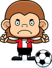 Cartoon Angry Soccer Player Monkey