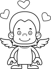 Cartoon Smiling Cupid Orangutan