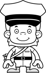 Cartoon Smiling Mail Carrier Orangutan