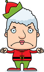 Cartoon Angry Xmas Elf Woman