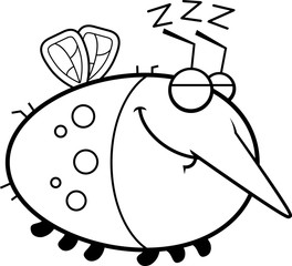 Obraz premium Sleeping Cartoon Mosquito