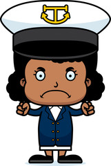 Cartoon Angry Boat Captain Girl
