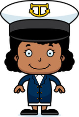 Cartoon Smiling Boat Captain Girl