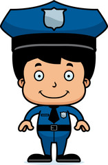 Cartoon Smiling Police Officer Boy