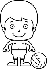 Cartoon Smiling Beach Volleyball Player Boy