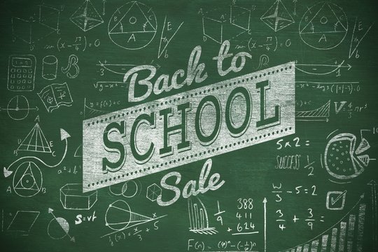 Composite image of back to school sale message