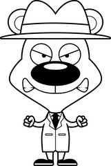 Cartoon Angry Detective Bear