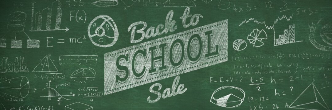 Composite image of back to school sale message - Powered by Adobe