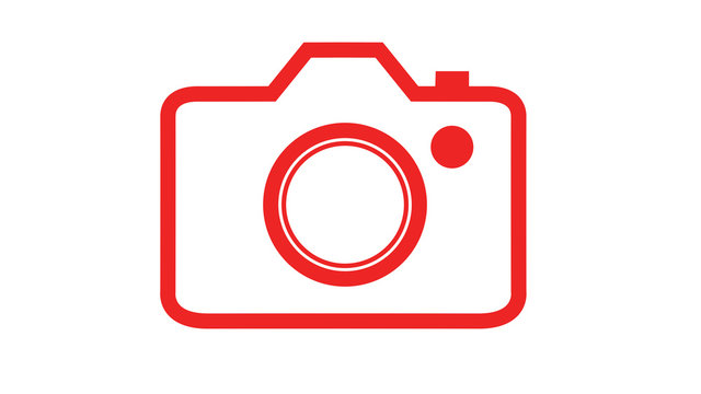 Simple DSLR camera icon red