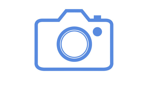 Simple DSLR camera icon blue