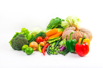 collection vegetables isolated white background
