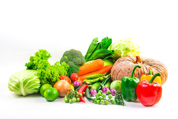 collection vegetables isolated white background