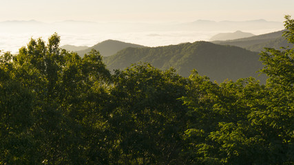 A scenic view of mountains in Western North Carolina.