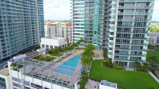 Aerial panorama Midtown buildings Miami