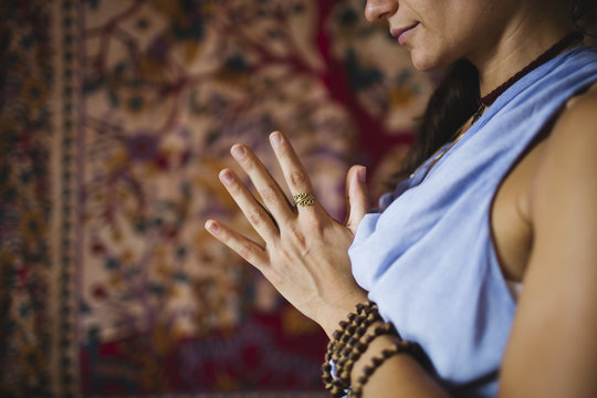 Closed hands in namaste gesture