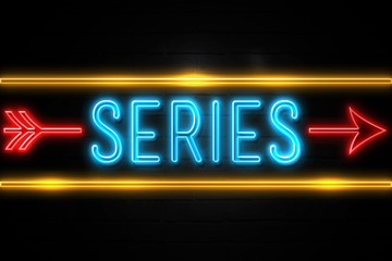 Obraz premium Series - fluorescent Neon Sign on brickwall Front view