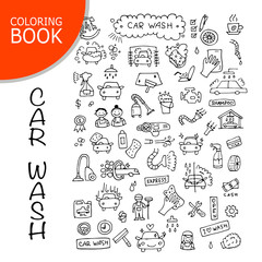 Car washing, vector icons sketch for your design