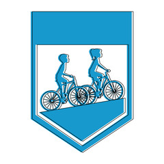 cycling people riding a bicycle frame vector illustration design