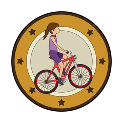 Fototapeta na wymiar woman cyclist riding a bicycle elegant frame vector illustration design