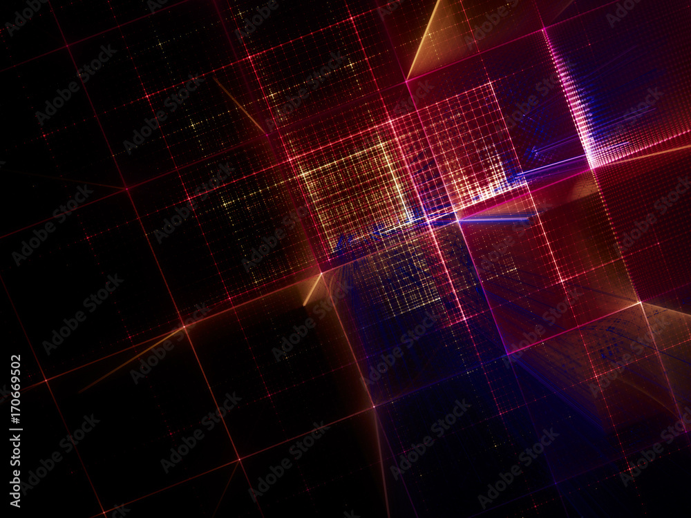 Poster Abstract background texture. Fractal graphics series. Three-dimensional composition of repeating grids. Information technology concept.