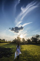 Shaman woman walking
