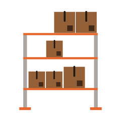 cardboard boxes on shelves icon image vector illustration design 