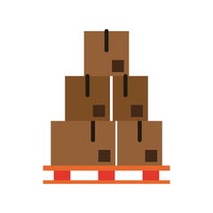 Obraz premium piled cardboard boxes on pallets icon image vector illustration design 
