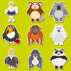 Sticker design for cute animals