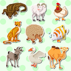 Sticker design with many creatures
