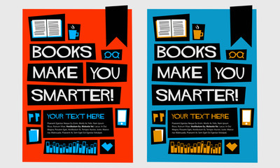 Books Make You Smarter! (Flat Style Vector Illustration Book Quote Poster Design)