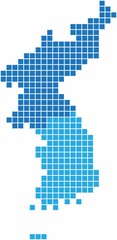 Fototapeta premium 0Blue square shape North and South Korea map on white background, vector illustration.