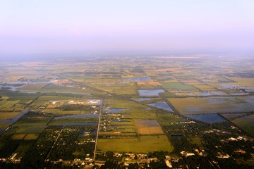 aerial views from a plane of Houston flooding