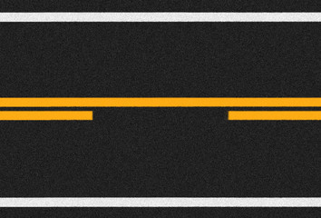 Asphalt road surface with orange and white lines