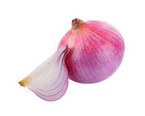Red onion on white background
