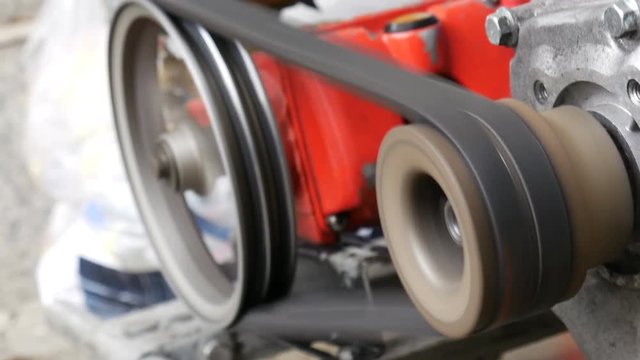 Closeup from top view of working motor,handheld