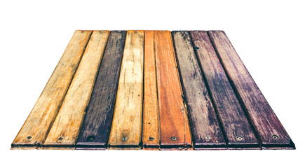 textured wood grain perspective background. Isolated on white.