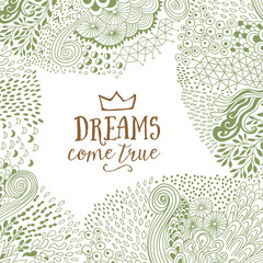 Original doodle frame made of abstract freehand ornament, handmade elements.