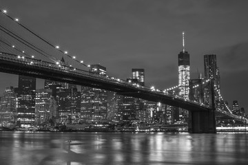 The Manhattan Bridge and New York City at night 