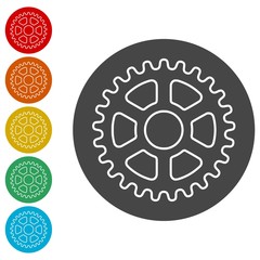 Outline gear icons set 