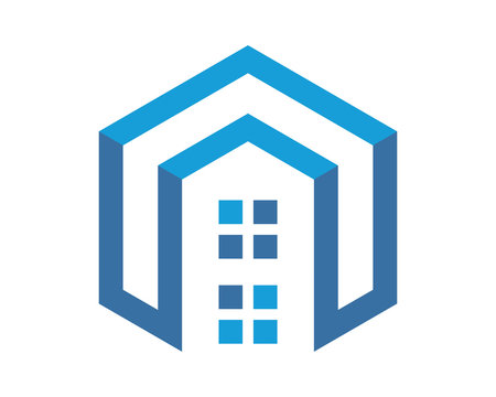 hexagon home house residential architecture image icon vector