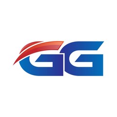 modern vector initial letters logo swoosh gg red blue