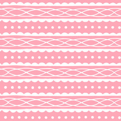 Cute seamless pattern with abstract ornament on soft pink background. Vector texture.