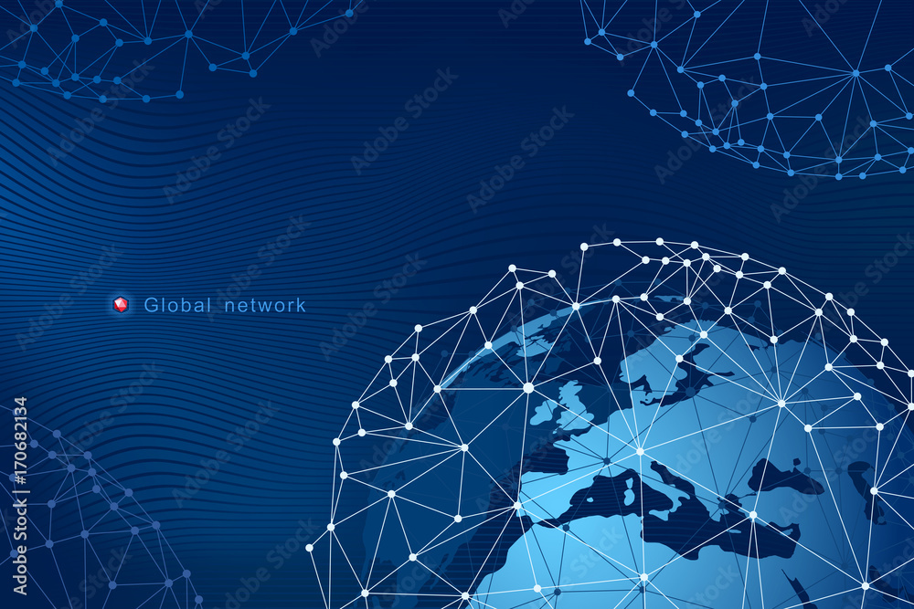 Aufkleber modern vector design. the global communication network around planet earth.