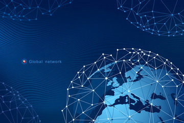 Modern vector design. The global communication network around planet earth.