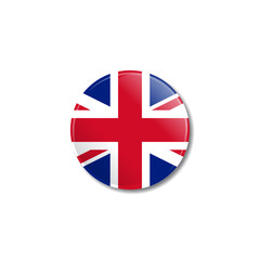 Badge with GB flag. Vector illustration.