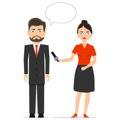 The journalist is interviewing