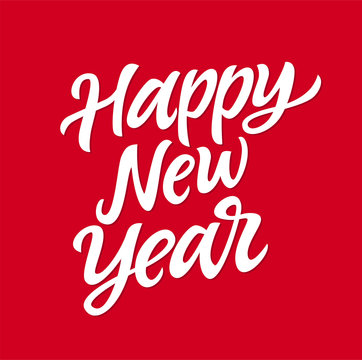 Happy New Year - vector hand drawn brush pen lettering